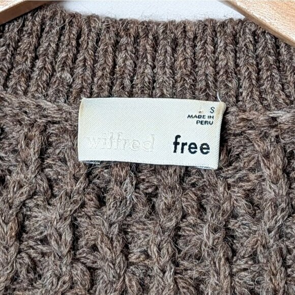 WILFRED Adley Cardigan Cable Knit Sweater Brown S ARITZIA - Picture 6 of 7